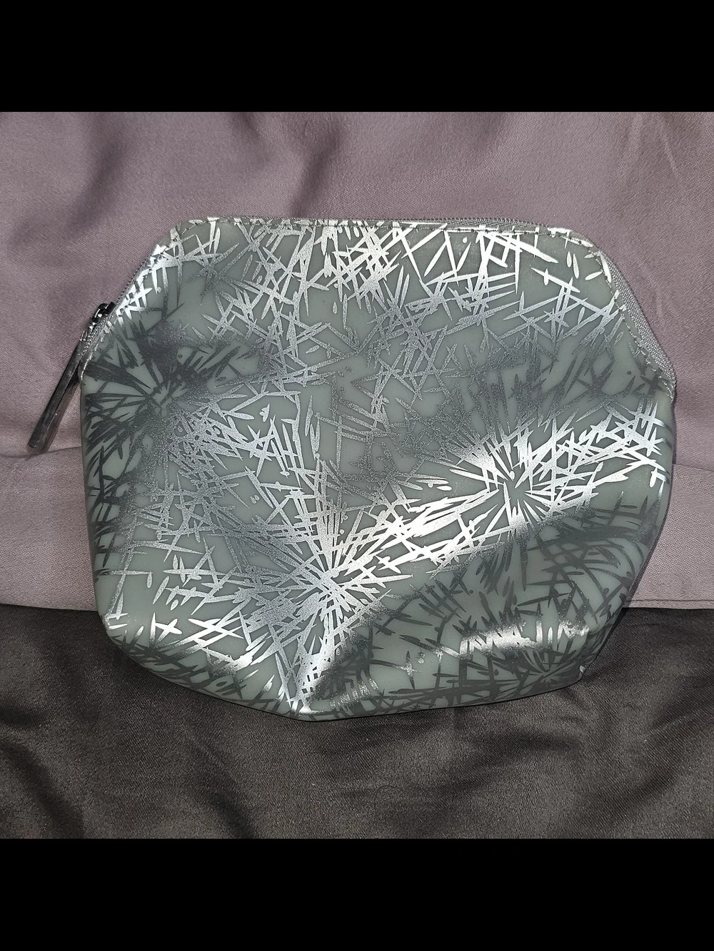 MAC Cosmetics Gray Metallic Accent Cosmetic Bag Winter Edition